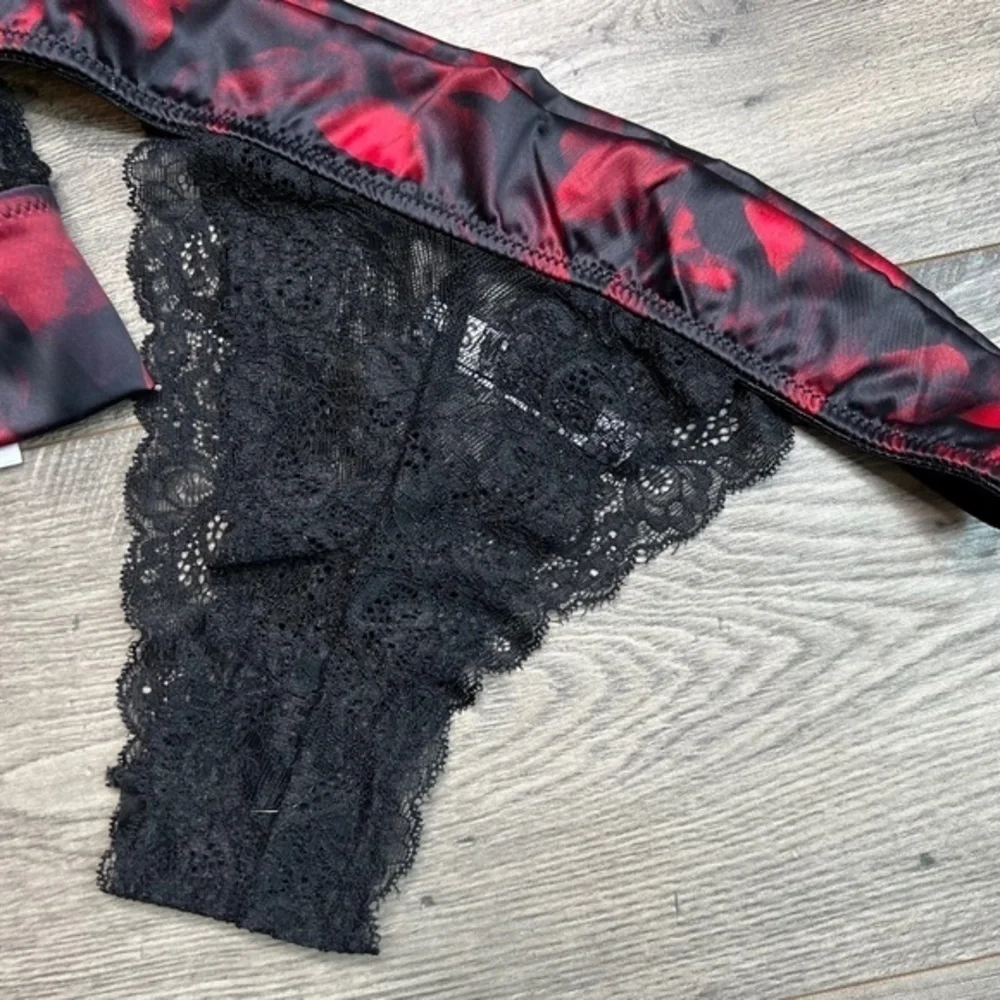 Oh La La Cheri NEW Stefania Lace & Rose Print Bra & Briefs Set Size S/M